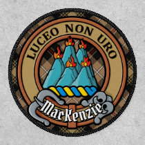 Clan MacKenzie Crest over Brown Hunting Tartan Patch