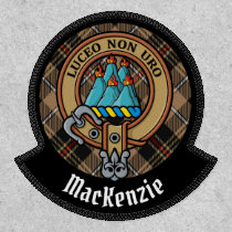 Clan MacKenzie Crest over Brown Hunting Tartan Patch