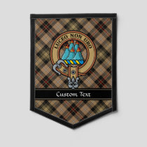 Clan MacKenzie Crest over Brown Hunting Tartan Pennant