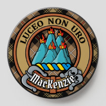 Clan MacKenzie Crest over Brown Hunting Tartan PopSocket