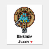Clan MacKenzie Crest over Brown Hunting Tartan Sticker (Sheet)