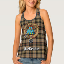 Clan MacKenzie Crest over Brown Hunting Tartan Tank Top
