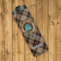 Clan MacKenzie Crest over Brown Hunting Tartan Thermal Tumbler