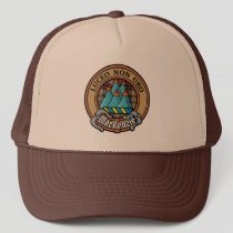 Clan MacKenzie Crest over Brown Hunting Tartan Trucker Hat