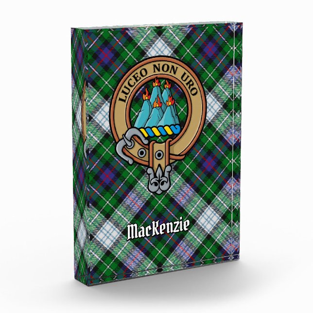 Clan MacKenzie Crest over Dress Tartan Acrylic Award (Left)