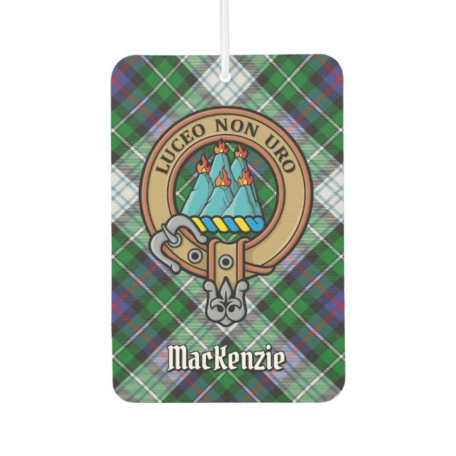 Clan MacKenzie Crest over Dress Tartan Air Freshener (Front)
