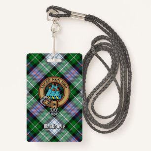 Clan MacKenzie Crest over Dress Tartan Badge