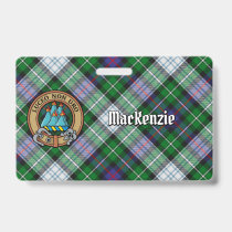 Clan MacKenzie Crest over Dress Tartan Badge
