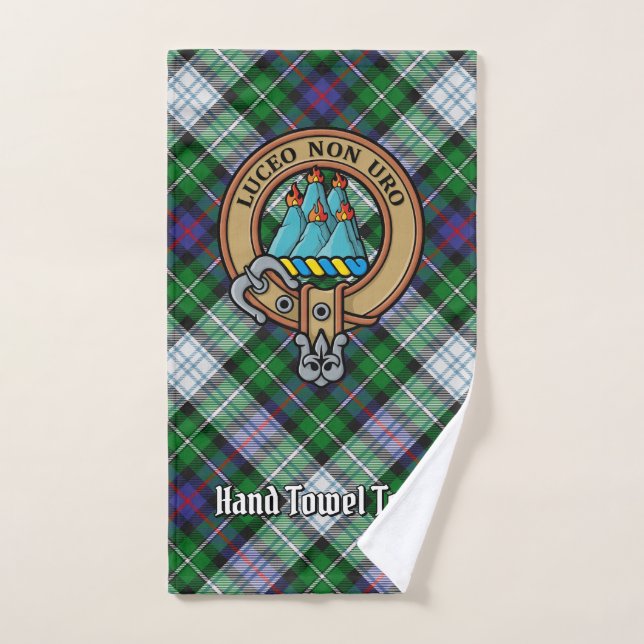 Clan MacKenzie Crest over Dress Tartan Bath Towel Set (Hand Towel)