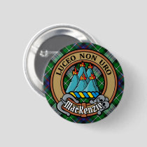 Clan MacKenzie Crest over Dress Tartan Button