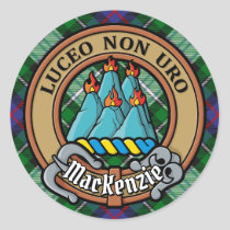 Clan MacKenzie Crest over Dress Tartan Classic Round Sticker