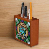 Clan MacKenzie Crest over Dress Tartan Desk Organizer