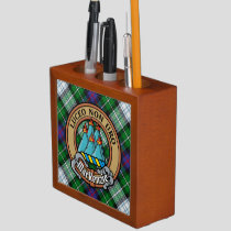 Clan MacKenzie Crest over Dress Tartan Desk Organizer