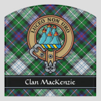 Clan MacKenzie Crest over Dress Tartan Door Sign