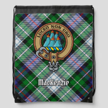 Clan MacKenzie Crest over Dress Tartan Drawstring Bag