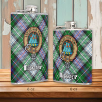 Clan MacKenzie Crest over Dress Tartan Flask