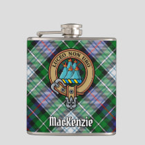 Clan MacKenzie Crest over Dress Tartan Flask