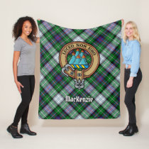 Clan MacKenzie Crest over Dress Tartan Fleece Blanket