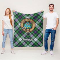 Clan MacKenzie Crest over Dress Tartan Fleece Blanket