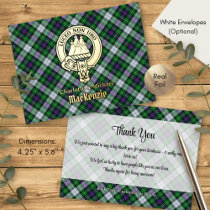 Clan MacKenzie Crest over Dress Tartan Foil Invitation Postcard
