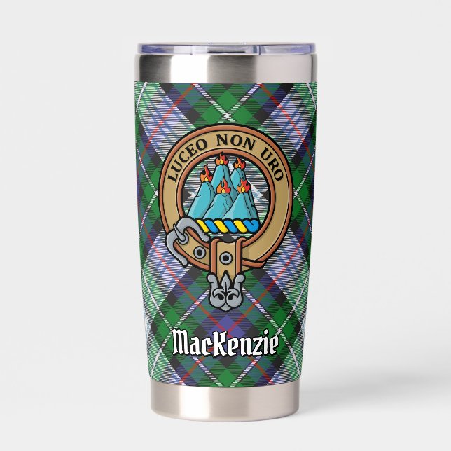 Clan MacKenzie Crest over Dress Tartan Insulated Tumbler (Front)
