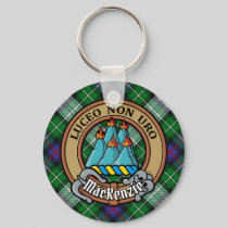 Clan MacKenzie Crest over Dress Tartan Keychain