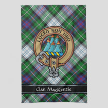 Clan MacKenzie Crest over Dress Tartan Kitchen Towel