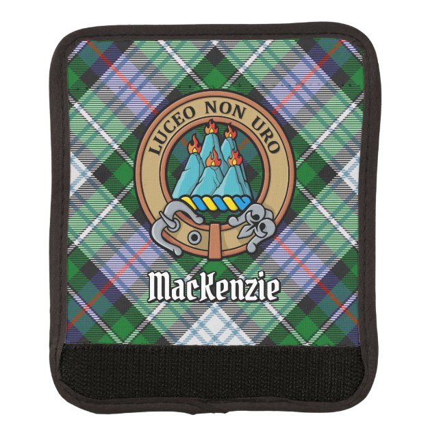 Clan MacKenzie Crest over Dress Tartan Luggage Handle Wrap (Front)