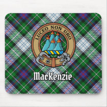 Clan MacKenzie Crest over Dress Tartan Mouse Pad