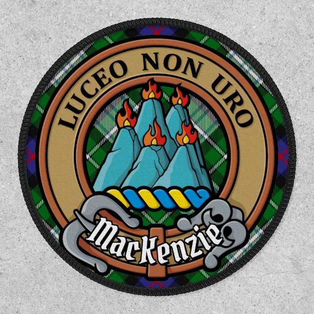 Clan MacKenzie Crest over Dress Tartan Patch (Front)