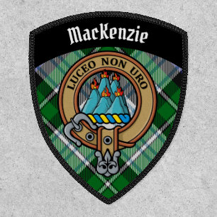 Clan MacKenzie Crest over Dress Tartan Patch