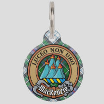 Clan MacKenzie Crest over Dress Tartan Pet ID Tag