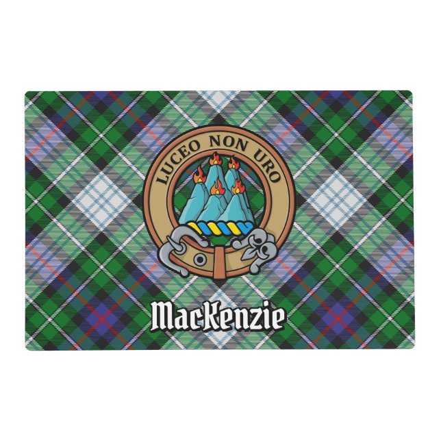 Clan MacKenzie Crest over Dress Tartan Placemat (Front)