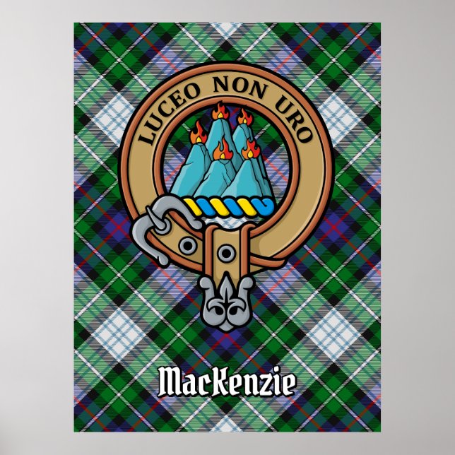 Clan MacKenzie Crest over Dress Tartan Poster (Front)