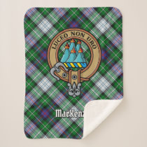 Clan MacKenzie Crest over Dress Tartan Sherpa Blanket