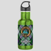 Clan MacKenzie Crest over Dress Tartan Stainless Steel Water Bottle