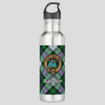 Clan MacKenzie Crest over Dress Tartan Stainless Steel Water Bottle