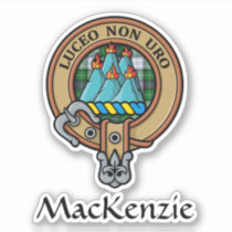 Clan MacKenzie Crest over Dress Tartan Sticker