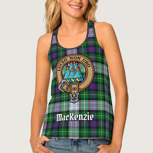 Clan MacKenzie Crest over Dress Tartan Tank Top (Front)