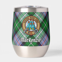 Clan MacKenzie Crest over Dress Tartan Thermal Wine Tumbler