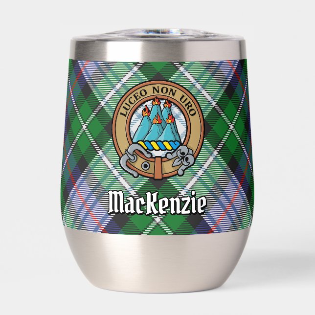Clan MacKenzie Crest over Dress Tartan Thermal Wine Tumbler (Front)