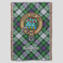 Clan MacKenzie Crest over Dress Tartan Throw Blanket