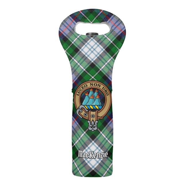Clan MacKenzie Crest over Dress Tartan Wine Bag (Front)