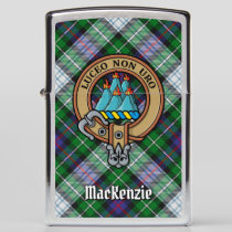 Clan MacKenzie Crest over Dress Tartan Zippo Lighter