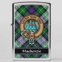Clan MacKenzie Crest over Dress Tartan Zippo Lighter