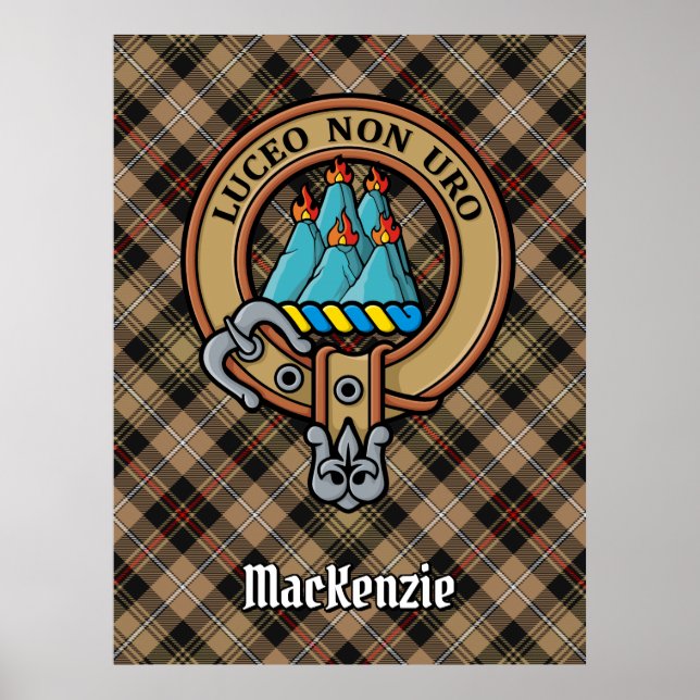 Clan MacKenzie Crest over Hunting Tartan Poster (Front)