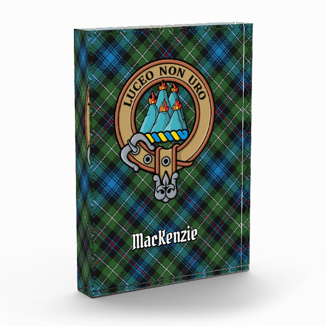 Clan MacKenzie Crest over Tartan Acrylic Award (Left)