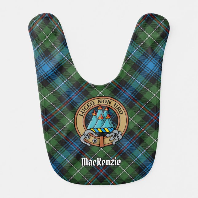 Clan MacKenzie Crest over Tartan Baby Bib (Front)