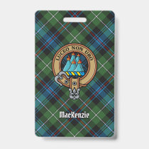 Clan MacKenzie Crest over Tartan Badge