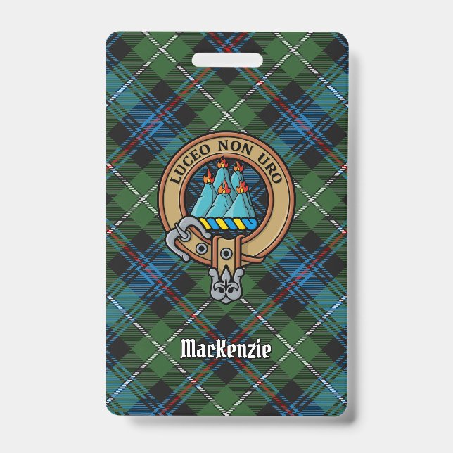 Clan MacKenzie Crest over Tartan Badge (Front)